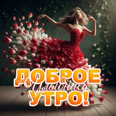 Открытка «С добрым утром»: С добрым утром! Цветочная нежность и улыбка. Тэги: пожелание, позитивная, улыбка, утро…