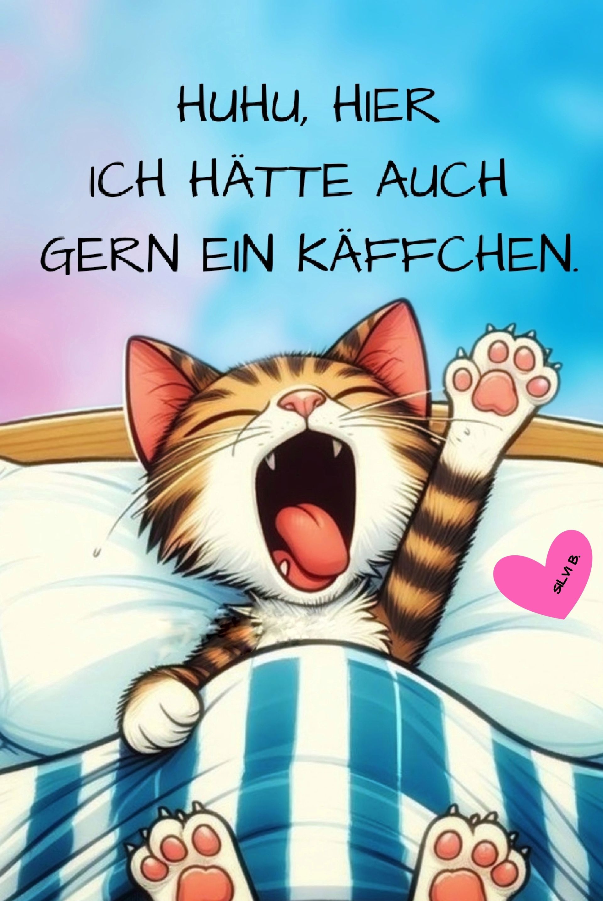 Открытка «С добрым утром»: Эй, мне тоже кофе! С добрым утром, милый котик!. Тэги: кот, животное, пожелание, отличное…