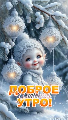 Открытка «С добрым утром»: Доброе утро: улыбчивый эльф и зимняя сказка. Тэги: пожелание, позитивная, отличное настрое…
