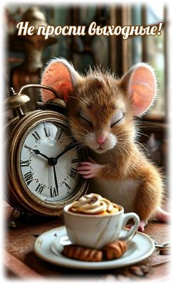Открытка «С добрым утром»: Не проспи выходные! Доброе утро!. Тэги: животное, пожелание, позитивная, отличное настроен…