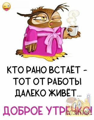 Открытка «С добрым утром»: С добрым утром: Кто рано встаёт, тот далеко живёт!. Тэги: животное, пожелание, позитивная…