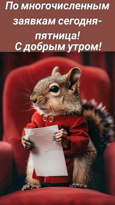 Открытка «С добрым утром»: С добрым утром: долгожданная пятница!. Тэги: животное, пожелание, позитивная, хорошего дня…