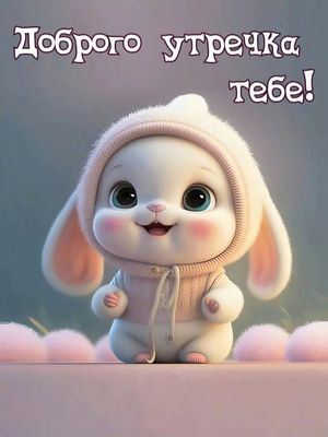 Открытка «С добрым утром»: Доброго утречка от милого зайчика!. Тэги: животное, пожелание, позитивная, улыбка, красивая…