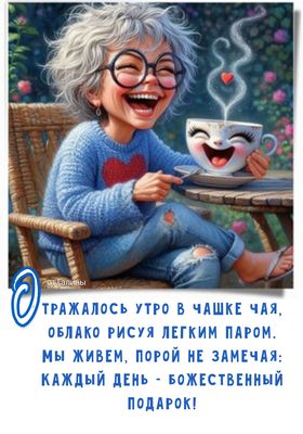 Открытка «С добрым утром»: Доброе утро! Каждый день — божественный подарок!. Тэги: пожелание, позитивная, хорошего дня…