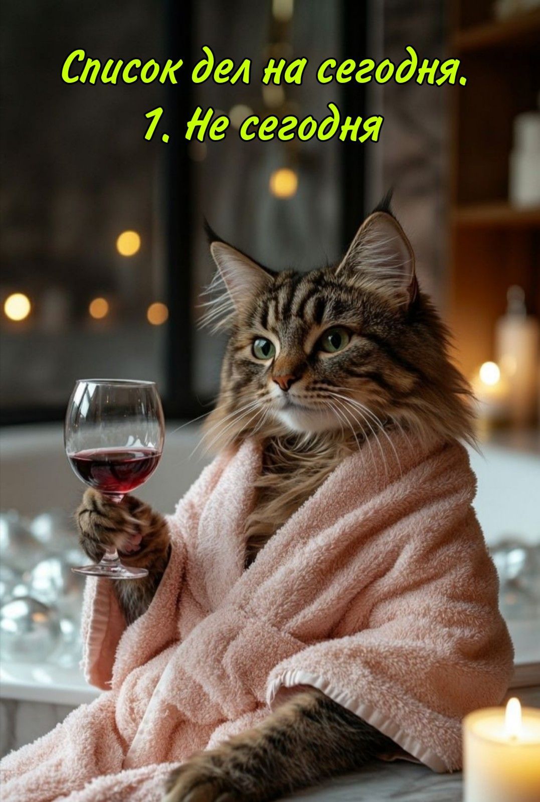 Открытка «С добрым утром»: С добрым утром! Все дела — на потом!. Тэги: кот, животное, пожелание, позитивная, хорошего…