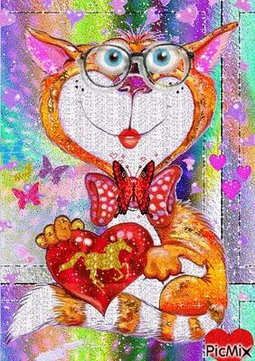 Открытка «С добрым утром»: С добрым утром от пушистого котика с сердечком!. Тэги: кот, животное, пожелание, позитивная…