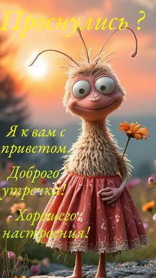 Открытка «С добрым утром»: Проснулись? С добрым утром и хорошим настроением!. Тэги: пожелание, позитивная, юмор…