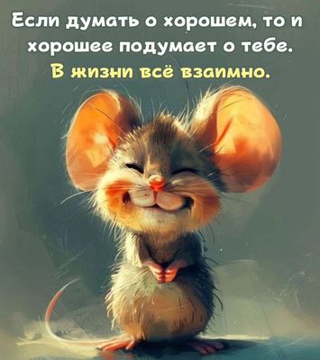 Открытка «Добрый день»: Доброе утро! Мышка желает позитива и взаимности. Тэги: философский, Добрый день и добрые поже…