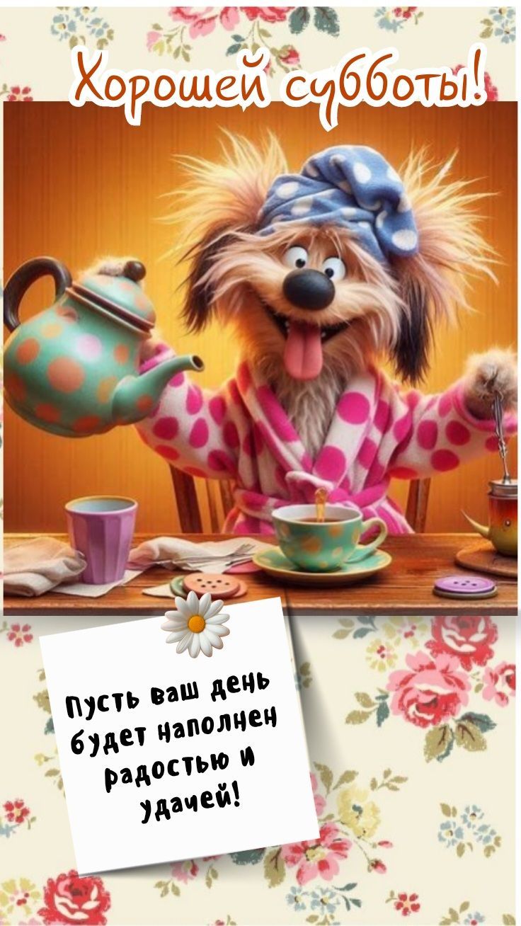 Открытка «С добрым утром»: Пушистое доброе утро для прекрасной субботы!. Тэги: хорошего дня, животное, пожелание…