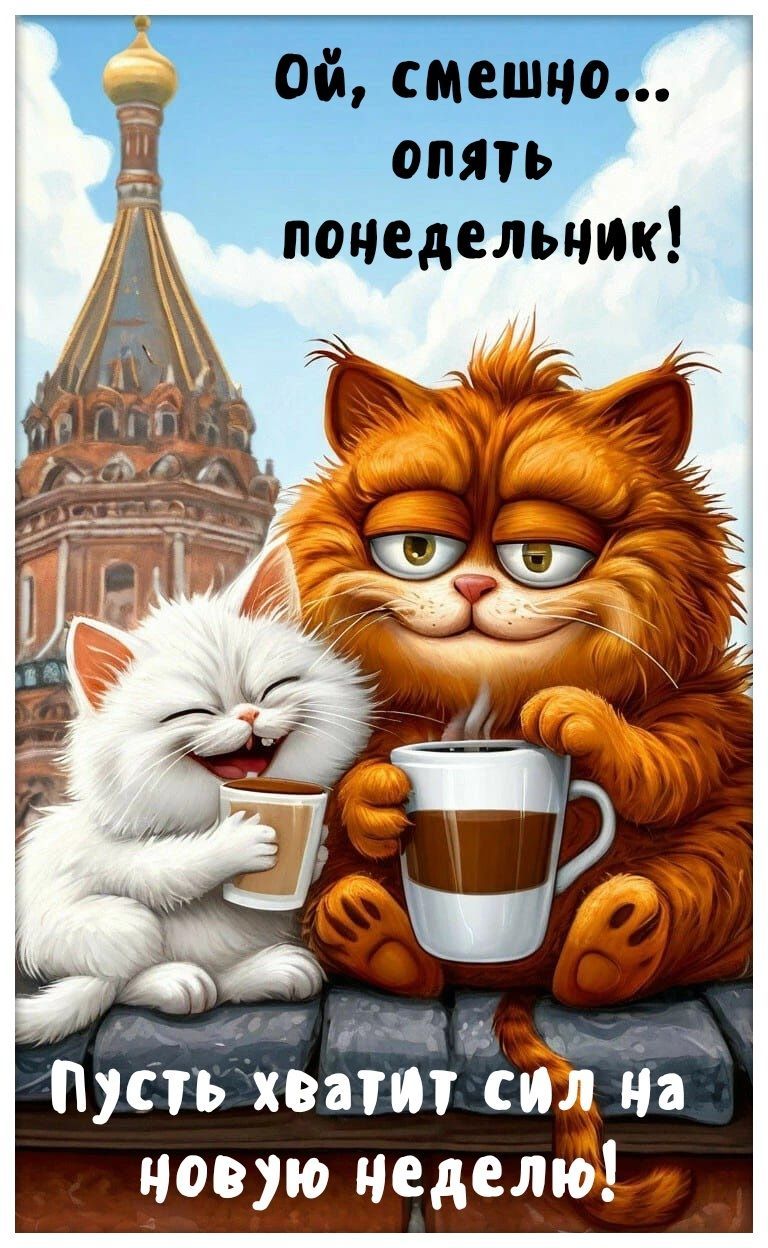 Открытка «С добрым утром»: С добрым утром! Смешной понедельник и сил на неделю. Тэги: С добрым утром в понедельник…