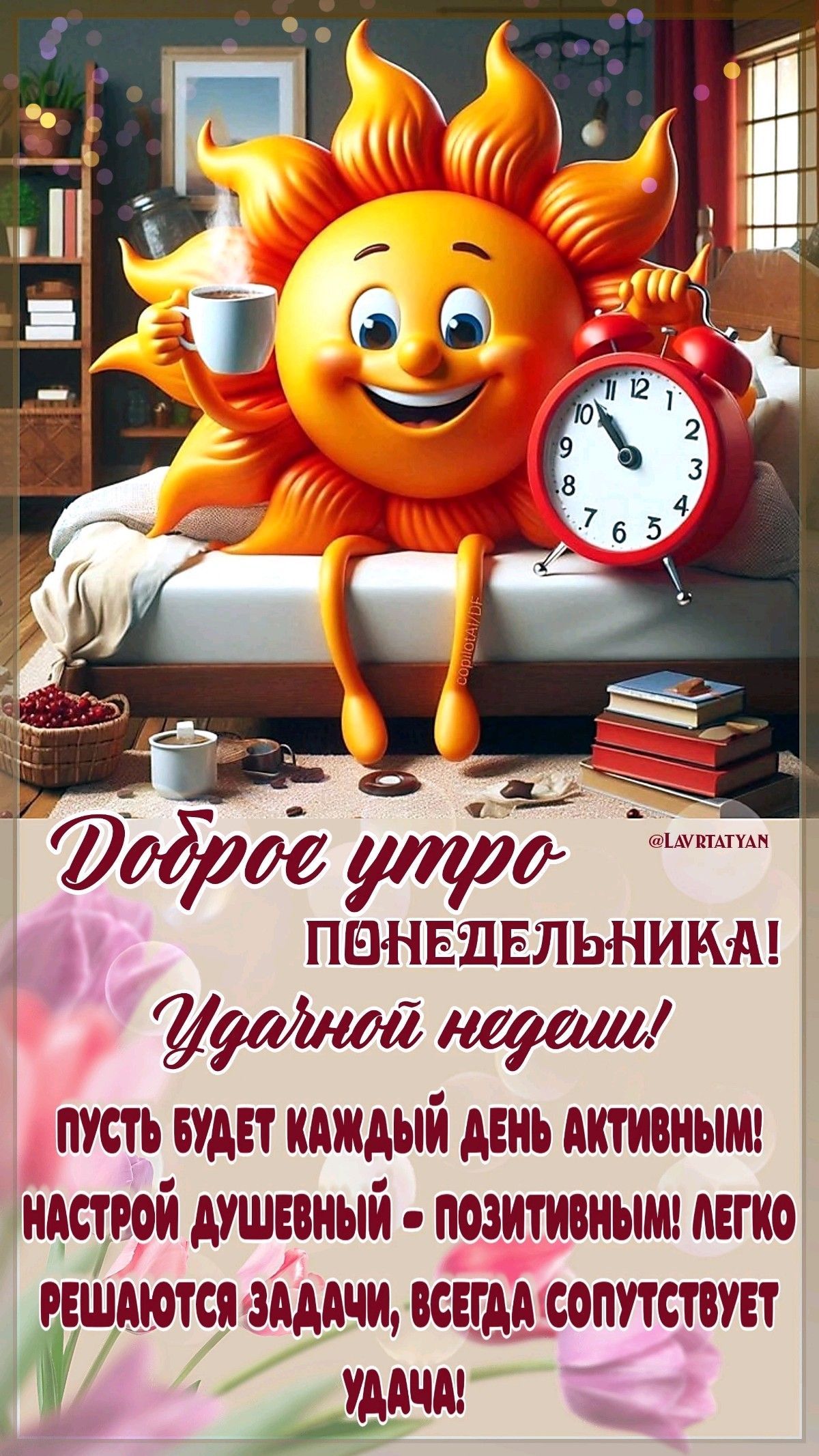 Открытка «С добрым утром»: С добрым утром понедельника! Удачной недели!. Тэги: Начало недели, С добрым утром в понеде…