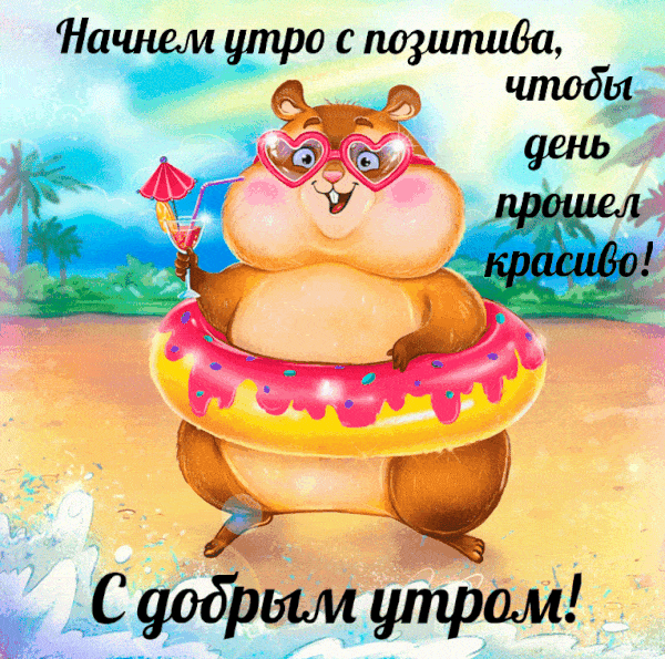 Открытка «С добрым утром»: С добрым утром! Позитив и летний отдых. Тэги: хорошего дня, животное, пожелание, позитивная…