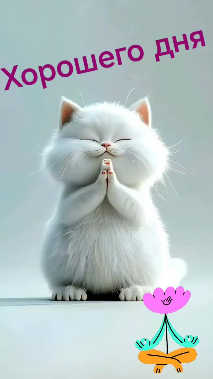 Открытка «С добрым утром»: Милый кот желает доброго утра и прекрасного дня. Тэги: хорошего дня, кот, животное, пожела…