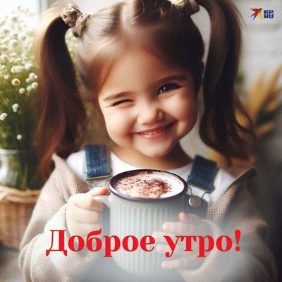 Открытка «С добрым утром»: Добрая улыбка для отличного утра. Тэги: пожелание, позитивная, отличное настроение, улыбка…