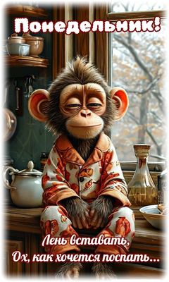 Открытка «С добрым утром»: Понедельник! Ох, как хочется поспать.... Тэги: хорошего дня, животное, пожелание, позитивн…