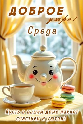 Открытка «С добрым утром»: Доброе утро, Среда! Уюта и счастья в ваш дом!. Тэги: пожелание, позитивная, утро, красивая…