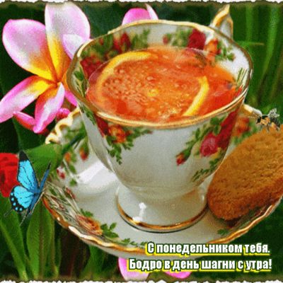 Открытка «С добрым утром»: С добрым утром в понедельник! Бодрого начала недели. Тэги: С добрым утром в понедельник…