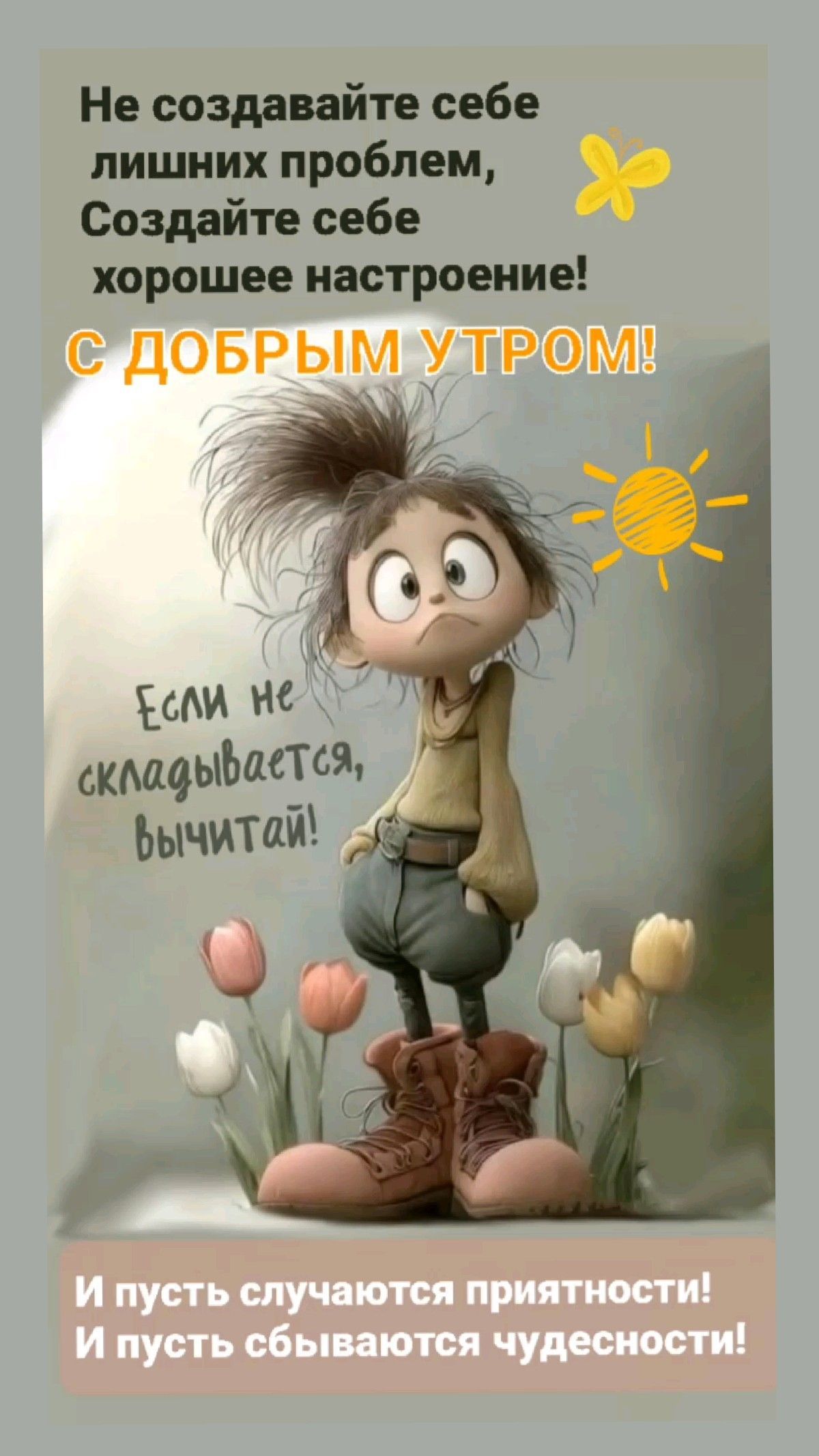 Открытка «С добрым утром»: С добрым утром! Создай себе настроение и вычитай проблемы!. Тэги: С добрым утром, для подн…