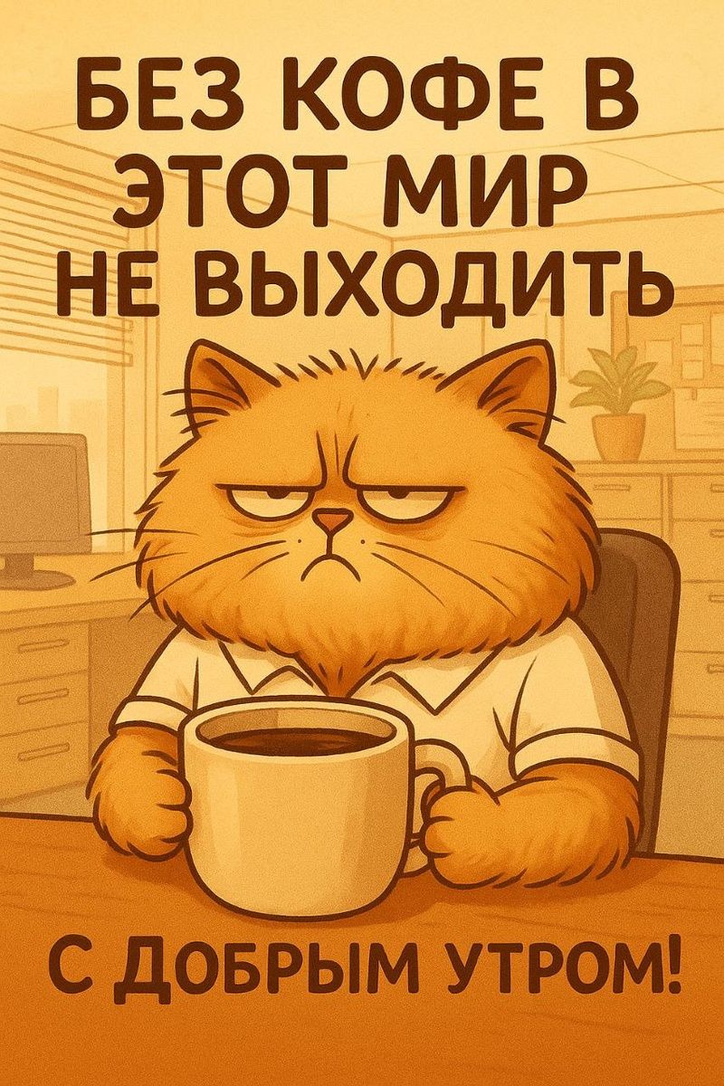 Открытка «С добрым утром»: Утро без кофе: только после чашечки!. Тэги: С добрым утром, для поднятия настроением!…