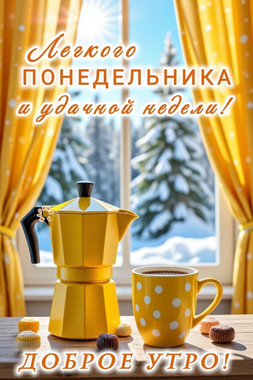 Открытка «С добрым утром»: Доброе утро и легкий понедельник!. Тэги: Начало недели, С добрым зимним утром, С добрым ут…