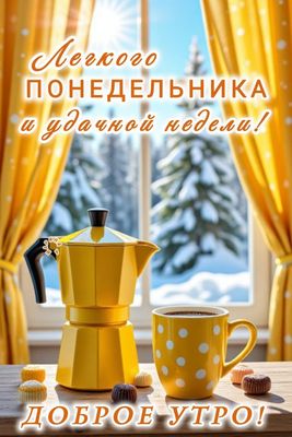 Открытка «С добрым утром»: Доброе утро и легкий понедельник!. Тэги: Начало недели, С добрым зимним утром, С добрым ут…