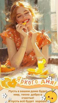 Открытка «Пожелание»: Яркого дня! Счастья и тепла в ваш дом!. Тэги: позитивная, хорошего дня, отличное настроение…