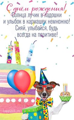 Открытка «С добрым утром»: С днем рождения! Солнца лучик и улыбок. Тэги: животное, пожелание, позитивная, отличное на…