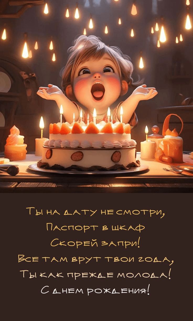 Открытка «Пожелание»: С днем рождения! Не смотри на паспорт, будь молода!. Тэги: позитивная, улыбка, подруга, женщина…