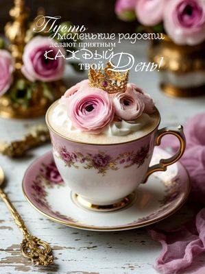 Открытка «С добрым утром»: С добрым утром! Пусть маленькие радости наполнят день!. Тэги: хорошего дня, пожелание…