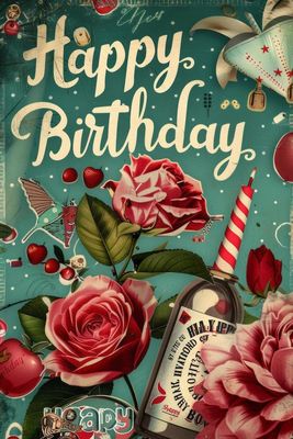 Открытка «С днем рождения»: С днем рождения! Розы, бабочки и праздник. Тэги: пожелание, позитивная, отличное настроен…