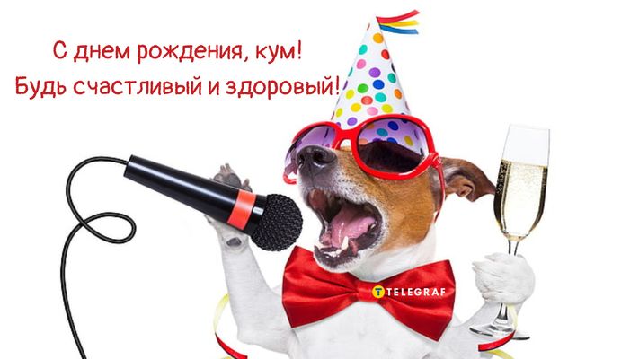 Открытка «С добрым утром»: С днем рождения, кум! Будь счастлив!. Тэги: с днем рождения, животное, пожелание, юмор…