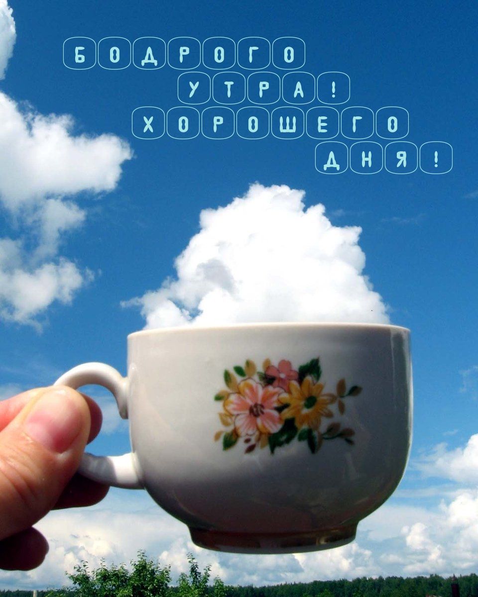 Открытка «С добрым утром»: Бодрого утра и хорошего дня!. Тэги: С добрым, кофейным утром, С добрым, позитивным утром…