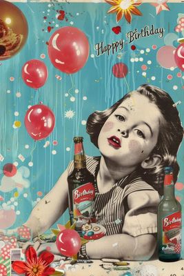 Открытка «С днем рождения»: С Днем Рождения: винтажный праздник для девочки. Тэги: позитивная, прикольная, улыбка…