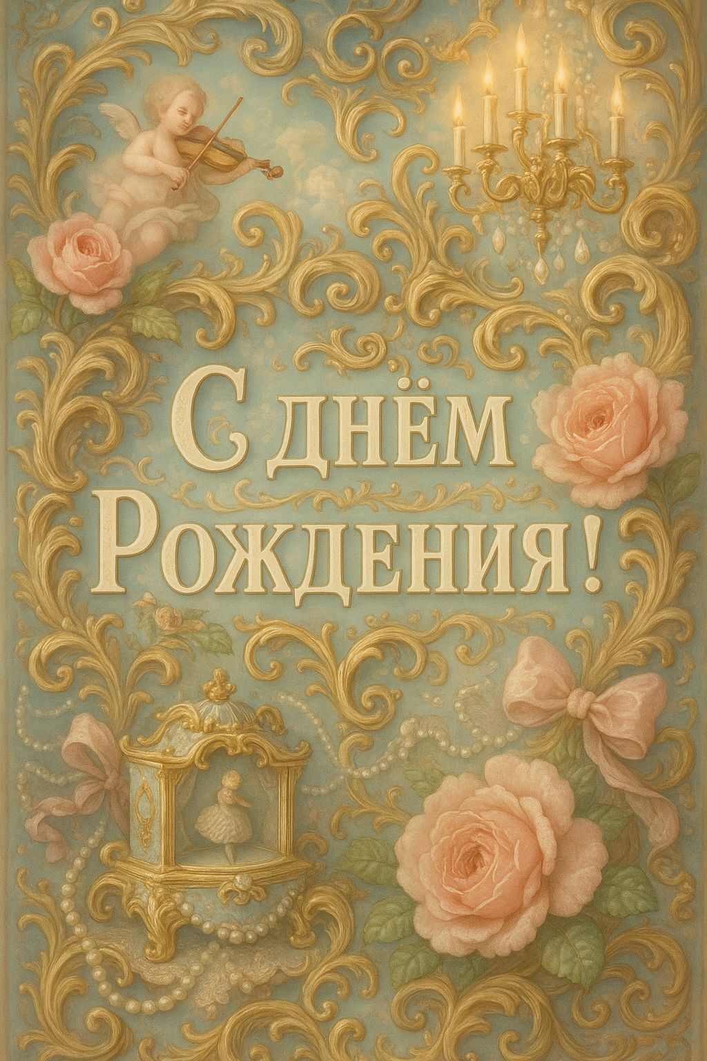 Открытка «С добрым утром»: С Днём Рождения! Нежная открытка с ангелом и розами. Тэги: с днем рождения, пожелание…