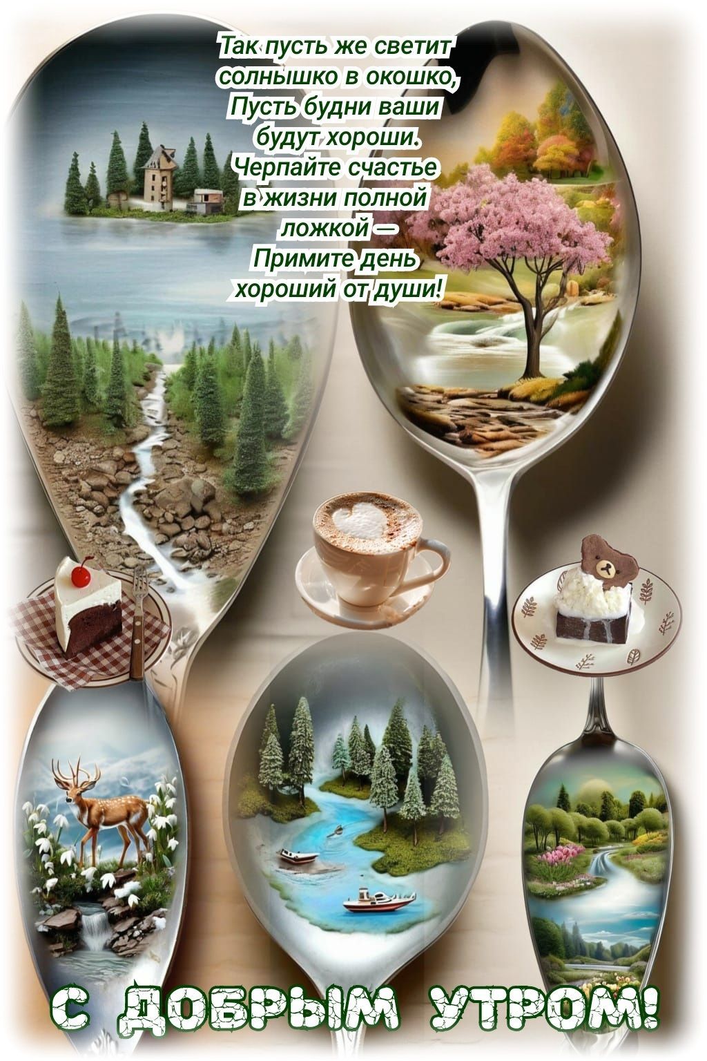 Открытка «С добрым утром»: Примите день хороший от души!. Тэги: С добрым утром с животными, С добрым, кофейным утром…