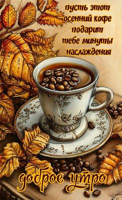 Открытка «С добрым утром»: Осенний кофе и доброе утро для наслаждения. Тэги: С добрым осенним утром, С добрым утром…