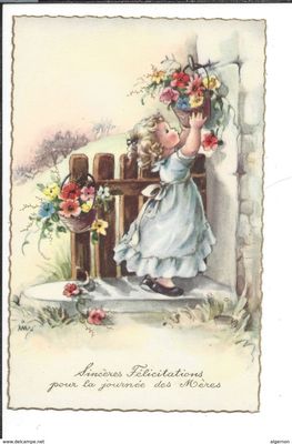 Открытка «Добрый день»: Утренний букет от маленькой феи. Тэги: старинный, Добрый день и добрые пожелания, Добрый день…