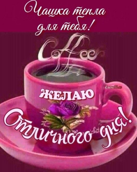 Открытка «Хорошего дня»: Чашка тепла: Отличного дня тебе!. Тэги: пожелание, позитивная, утро, красивая, кофе, цветок…