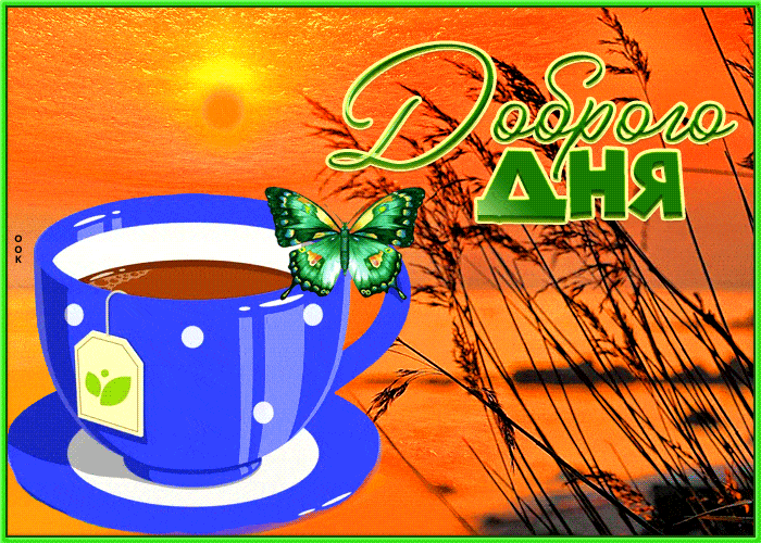Открытка «Пожелание»: Яркого дня! Уютная чашка и нежная бабочка. Тэги: позитивная, отличное настроение, утро, красивая…