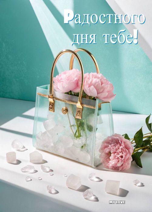 Открытка «С добрым утром»: Радостного дня тебе с нежными пионами!. Тэги: хорошего дня, пожелание, позитивная, отлично…