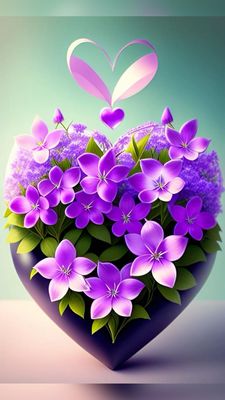 Открытка «Пожелание»: Нежное сердце из цветов: символ любви и пожелание. Тэги: красивая, радость, сердце, цветок…