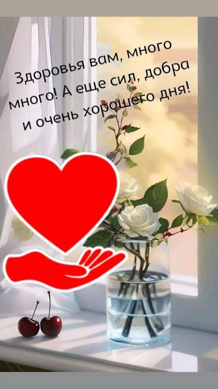 Открытка «Пожелание»: Пожелание здоровья и хорошего дня!. Тэги: красивая, радость, сердце, здоровье, окно, настроение…