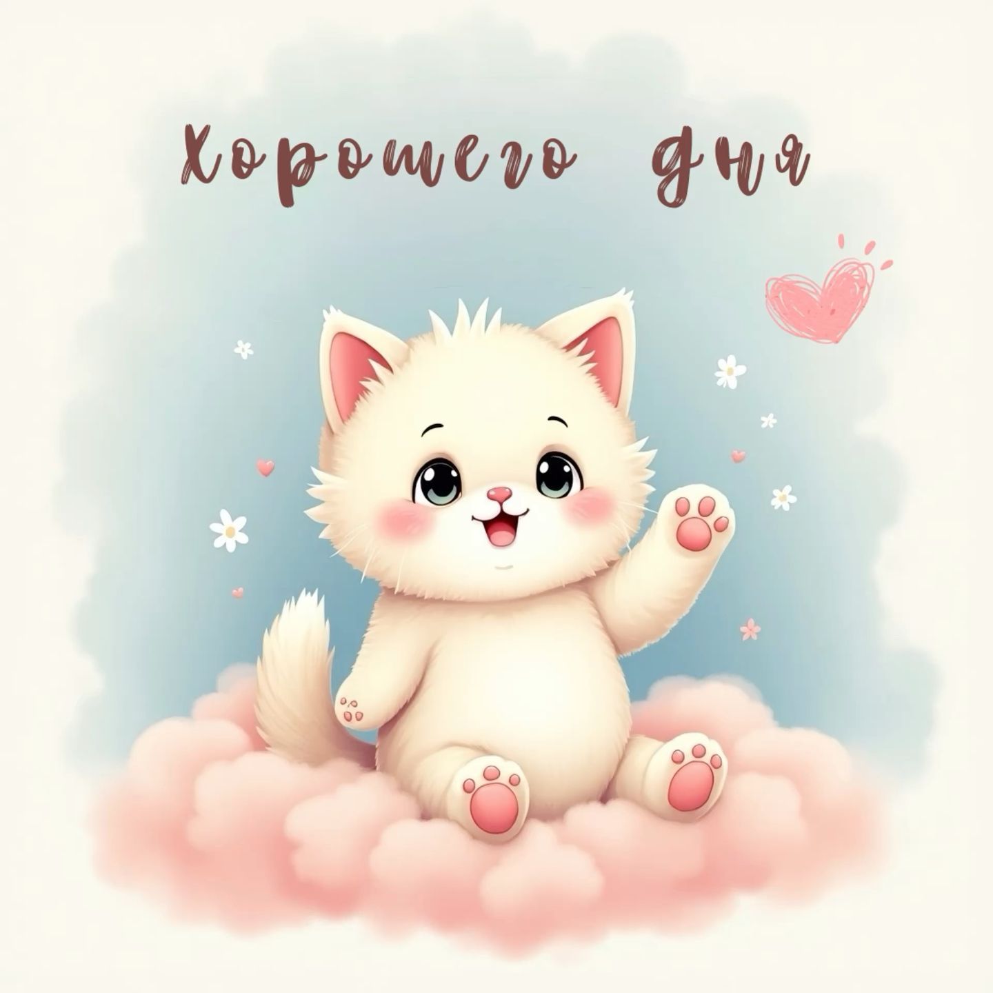 Открытка «Животное»: Хорошего дня! Милый котенок для отличного настроения. Тэги: пожелание, улыбка, красивая, позитив…
