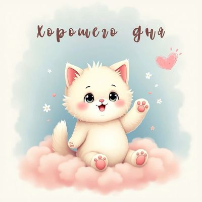 Открытка «Животное»: Хорошего дня! Милый котенок для отличного настроения. Тэги: пожелание, улыбка, красивая, позитив…