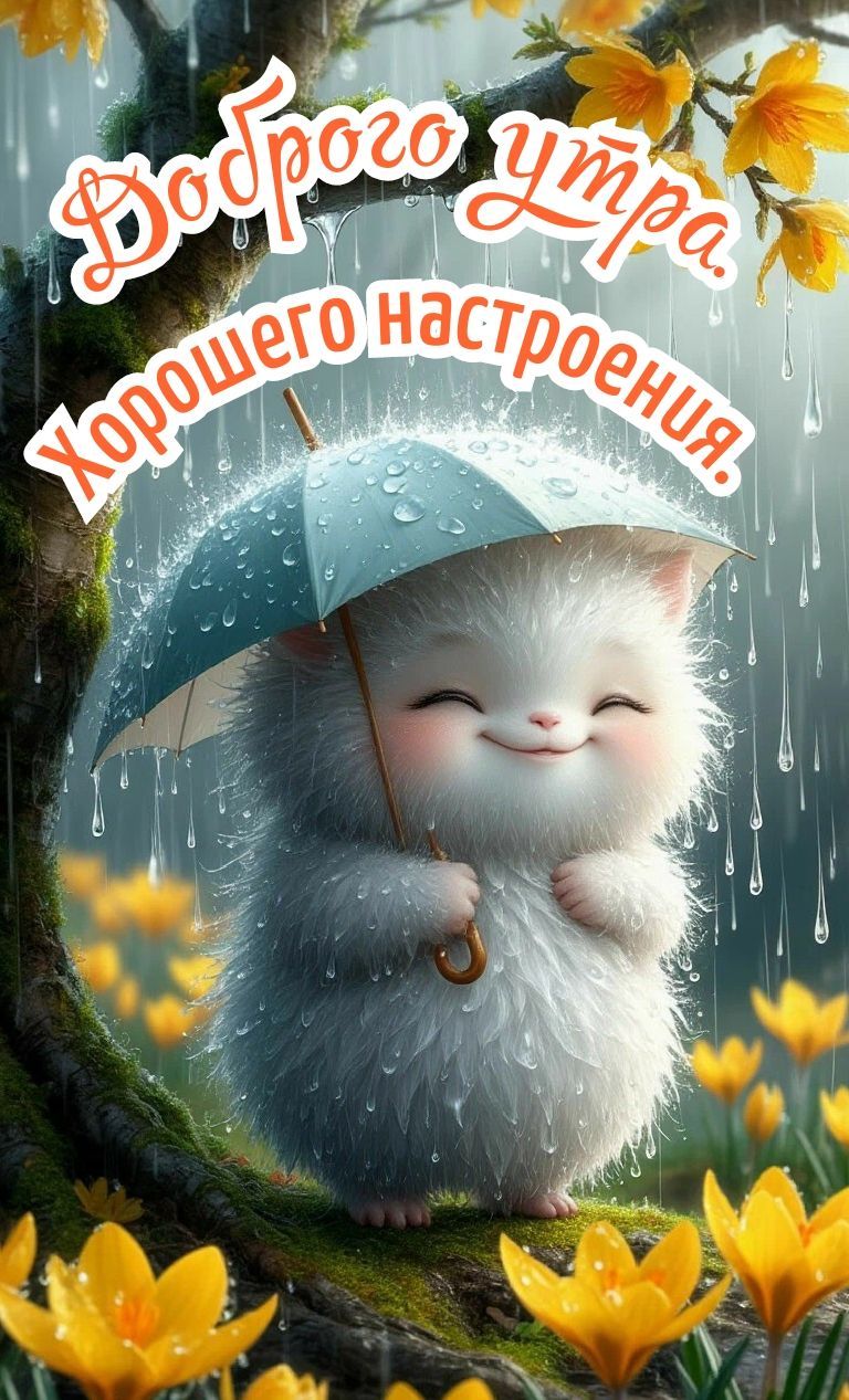 Открытка «Животное»: Доброе утро и хорошее настроение – милая открытка. Тэги: пожелание, улыбка, красивая, позитив…