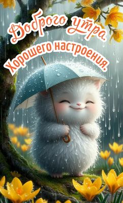 Открытка «Животное»: Доброе утро и хорошее настроение – милая открытка. Тэги: пожелание, улыбка, красивая, позитив…
