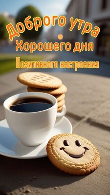 Открытка «Пожелание»: Доброго утра и хорошего дня! Позитивное настроение. Тэги: улыбка, утро, красивая, кофе, позитив…