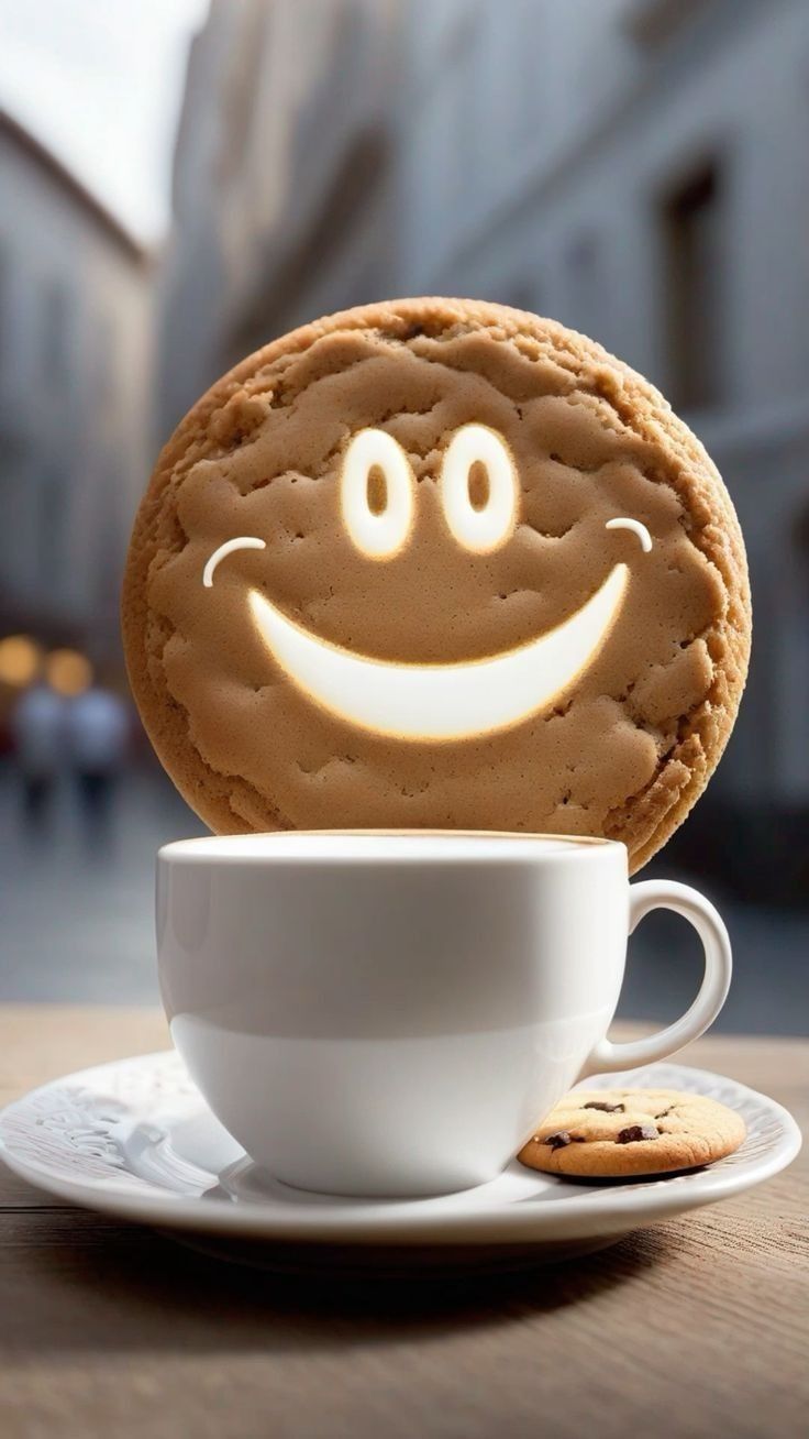 Открытка «Прикольная»: Чашка кофе с улыбкой: для хорошего настроения!. Тэги: улыбка, красивая, кофе, позитив, хорошее…