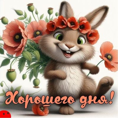Открытка «Животное»: Хорошего дня! Замечательная открытка с кроликом. Тэги: пожелание, улыбка, позитив, хорошее настр…