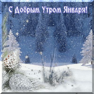 Открытка «Пожелание»: С добрым утром января! Зимняя снежная открытка. Тэги: утро, красивая, позитив, настроение, зима…